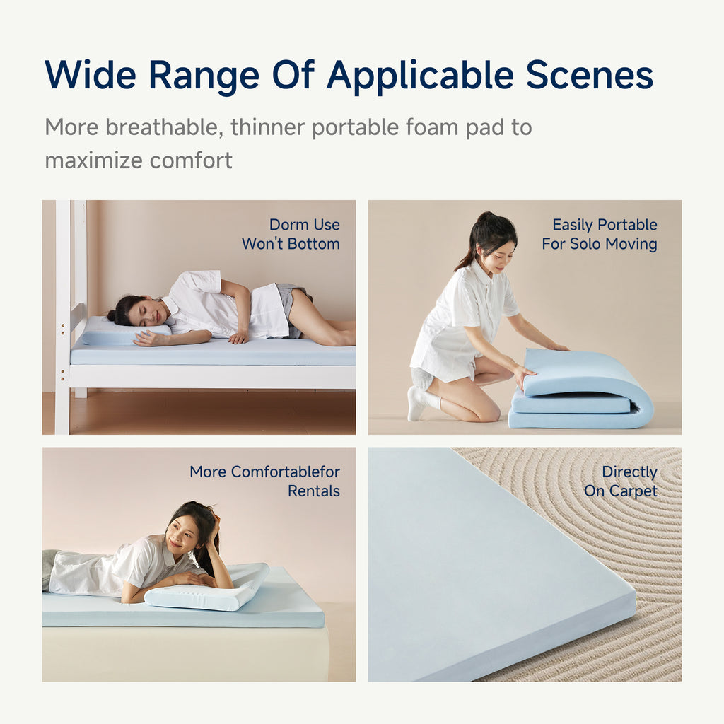 SESSILE Blue COOLING Spine & Back Care Medium Firm Foldable Mattress Topper