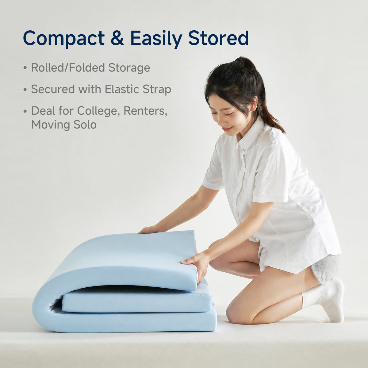 SESSILE Blue COOLING Spine & Back Care Medium Firm Foldable Mattress Topper