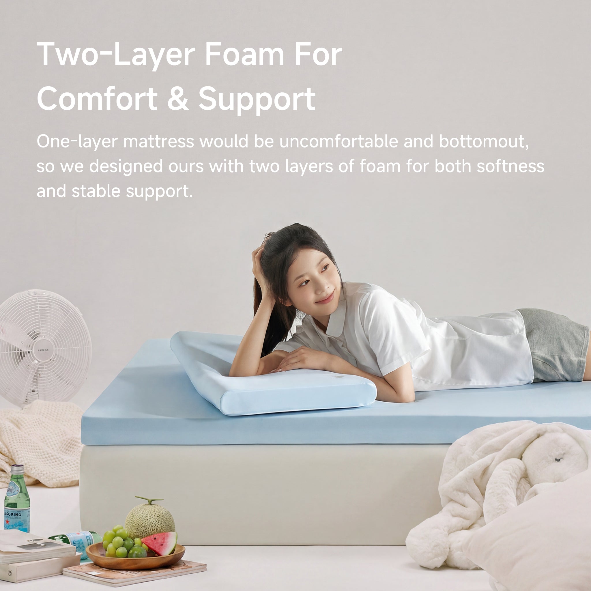 SESSILE Blue COOLING Spine & Back Care Medium Firm Foldable Mattress Topper