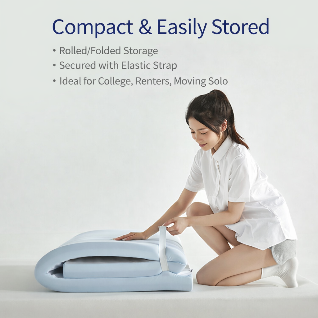SESSILE Blue COOLING Spine & Back Care Medium Firm Foldable Mattress Topper