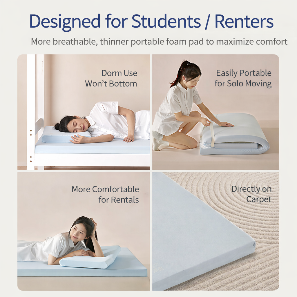 SESSILE Blue COOLING Spine & Back Care Medium Firm Foldable Mattress Topper